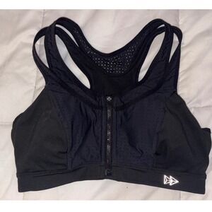Yvette‎ Black Double Decker High Support Front Zip Sports Bra, 36D/DD